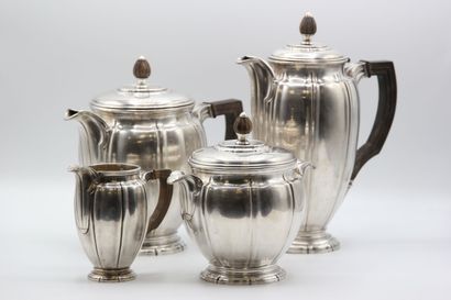 Silver tea/coffee set with filet and hollow...