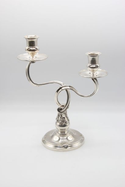 AUCOC

Silver candelabra with two intertwined...