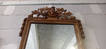 Mirror in gilded and carved wood decorated...