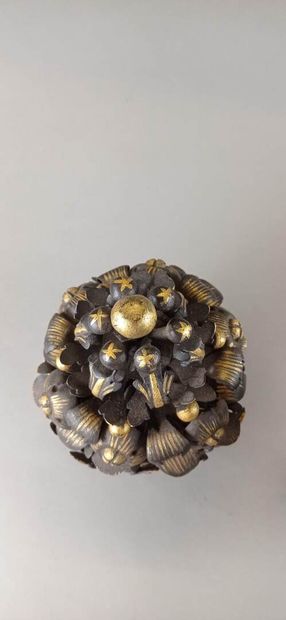Pair of decorative elements in patinated...