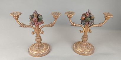 Pair of candlesticks with two arms of lights...