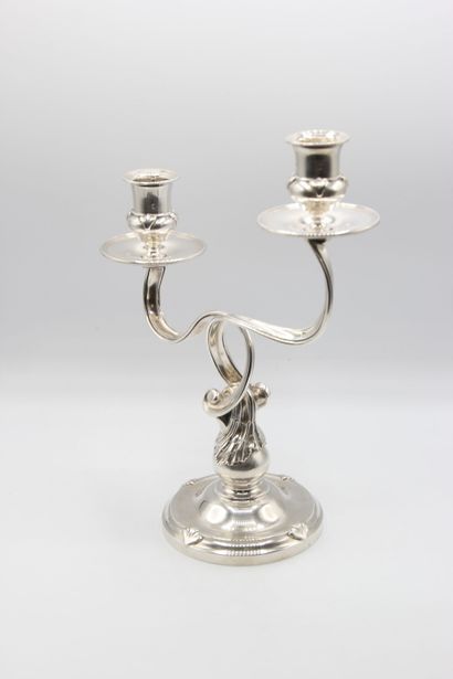 AUCOC

Silver candelabra with two intertwined...
