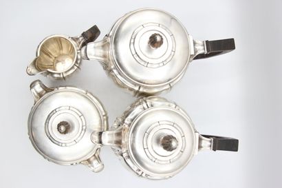 Silver tea/coffee set with filet and hollow...