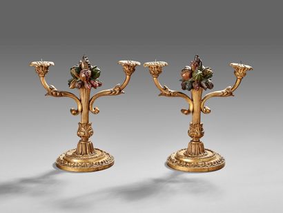 Pair of candlesticks with two arms of lights...