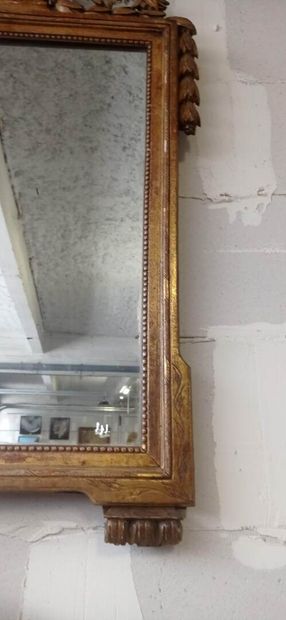 Mirror in gilded and carved wood decorated...