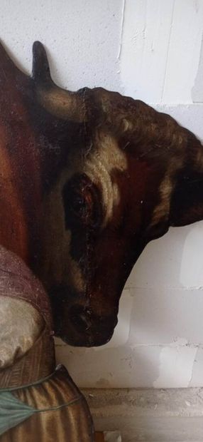 Curious sign of milkmaid in cut and painted...