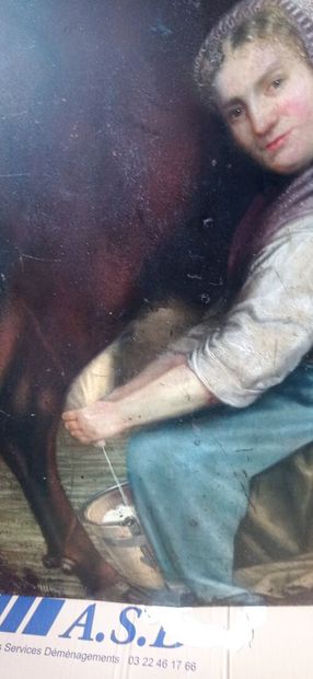 Curious sign of milkmaid in cut and painted...
