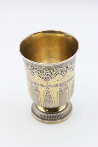A vermeil tulip-shaped tumbler decorated...