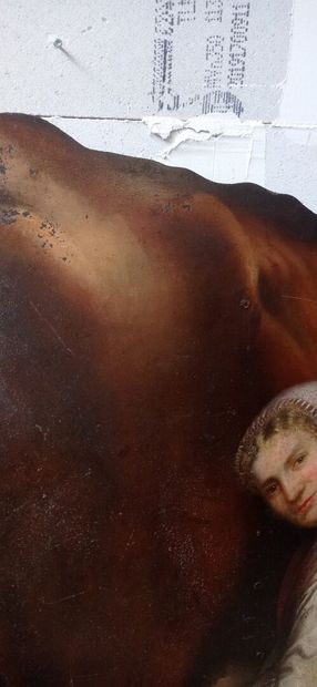 Curious sign of milkmaid in cut and painted...