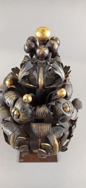Pair of decorative elements in patinated...