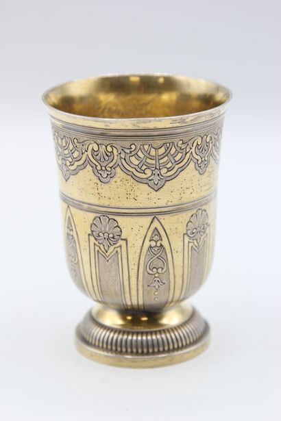 A vermeil tulip-shaped tumbler decorated...