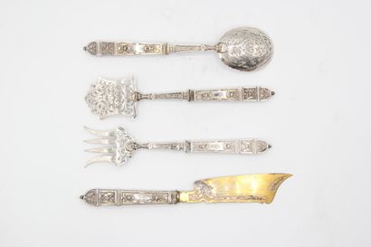 Service à mignardises en argent et argent...