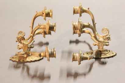 Pair of sconces with four lights in chased...