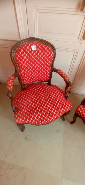 Two armchairs cabriolets in natural wood...