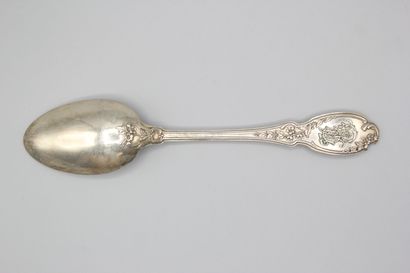 Silver household with violin spatula, foliage...
