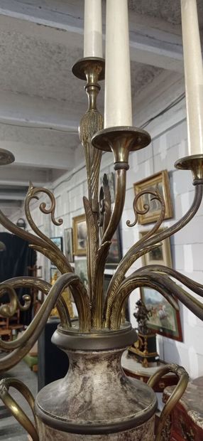 Important pair of candelabras in lacquered...