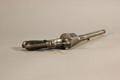 Pistol with pin.

Barrel with 6 shots.

Wooden...