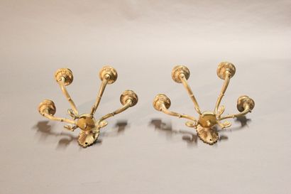 Pair of sconces with four lights in chased...