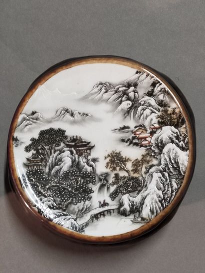 CHINA 

Two polychrome porcelain brush holders...