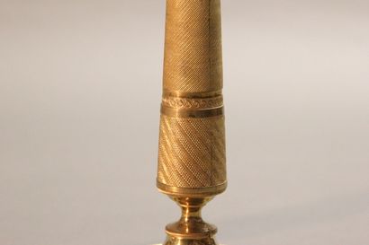 Pair of ormolu and chased bronze torches....