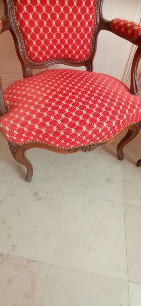 Two armchairs cabriolets in natural wood...