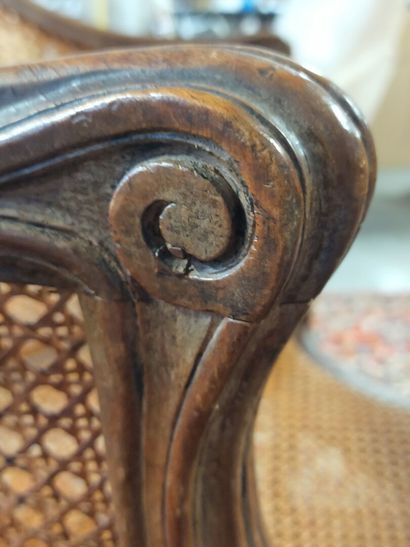 Louis XV desk armchair in carved and molded...