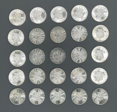 Lot of 25 Maple Leaf (Canada).

Each coin...