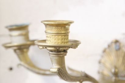 Pair of sconces with four lights in chased...