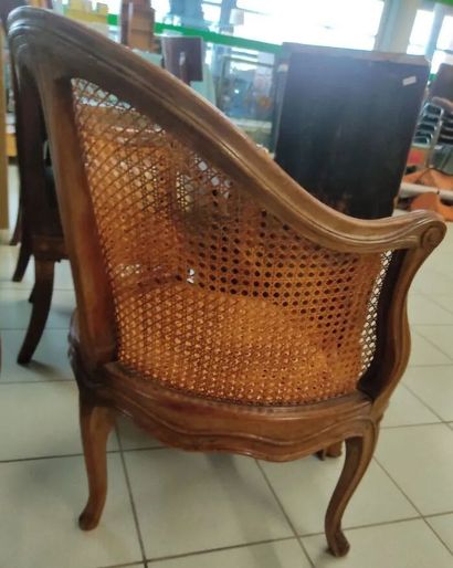 Louis XV desk armchair in carved and molded...