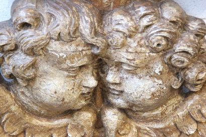 Decorative element in carved gilded wood...