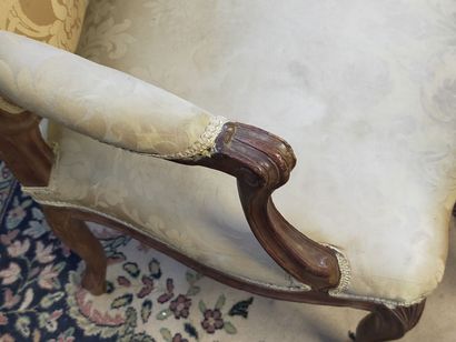 Pair of armchairs with flat backs in molded...