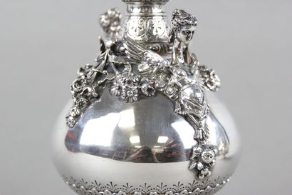 Pair of silver vases of Renaissance style....