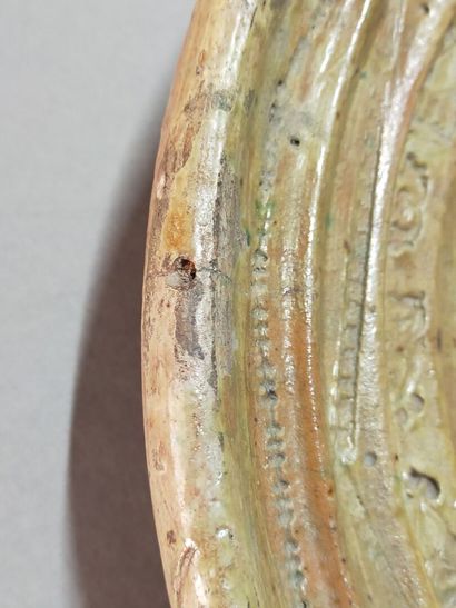 Dish of circular form out of enamelled terra...