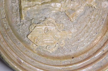 Dish of circular form out of enamelled terra...