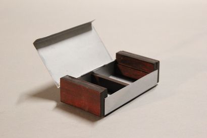 Modernist card box made of rosewood and chromed...