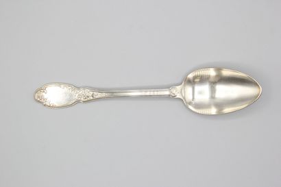 Silver household with violin spatula, foliage...