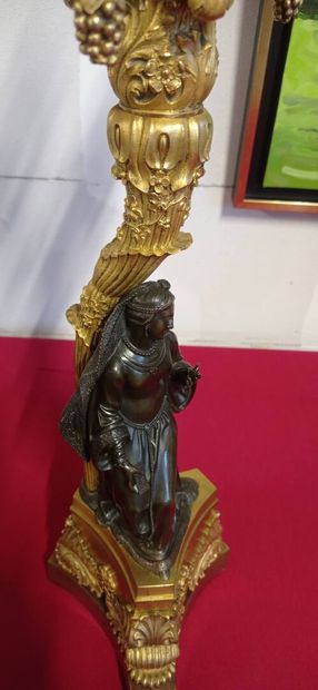 Important mantelpiece in bronze with double...