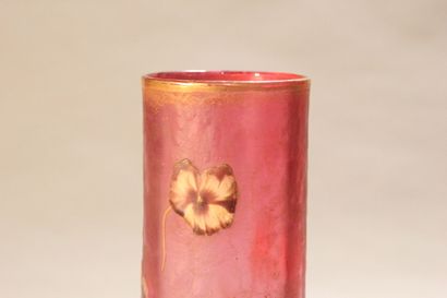 Vase with long neck out of white and pink...