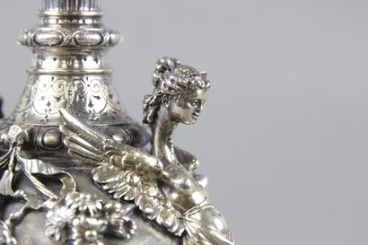 Pair of silver vases of Renaissance style....
