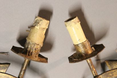 Pair of sconces with two lights in gilded...
