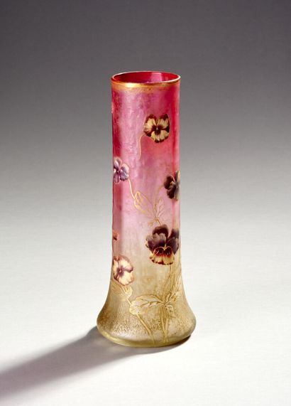 Vase with long neck out of white and pink...
