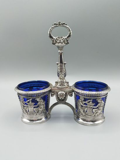 PARIS 1819-38.

Pair of double silver salerons...