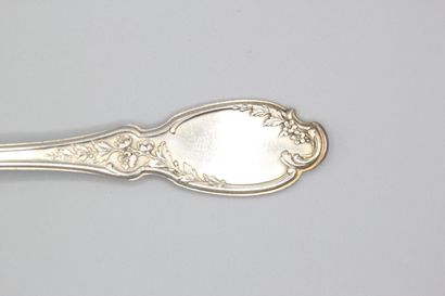 Silver household with violin spatula, foliage...
