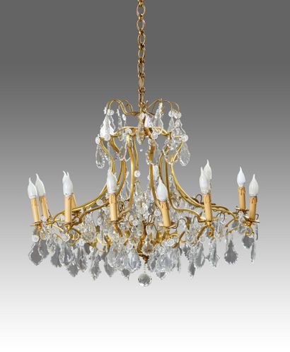 Chandelier in gilded bronze and brass 12...