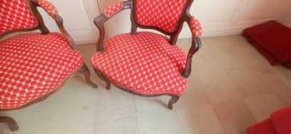 Two armchairs cabriolets in natural wood...