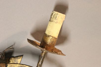 Pair of sconces with two lights in gilded...