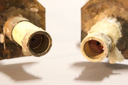 Pair of sconces with two lights in gilded...