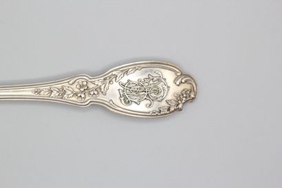 Silver household with violin spatula, foliage...