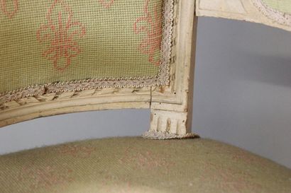 Child's armchair in carved wood and rechambered...