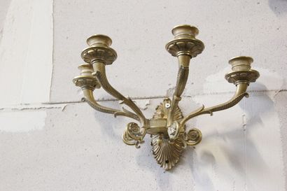 Pair of sconces with four lights in chased...